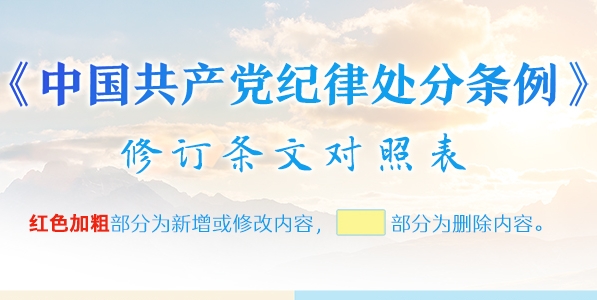 《中國共產(chǎn)黨紀(jì)律處分條例》修訂條文對照表